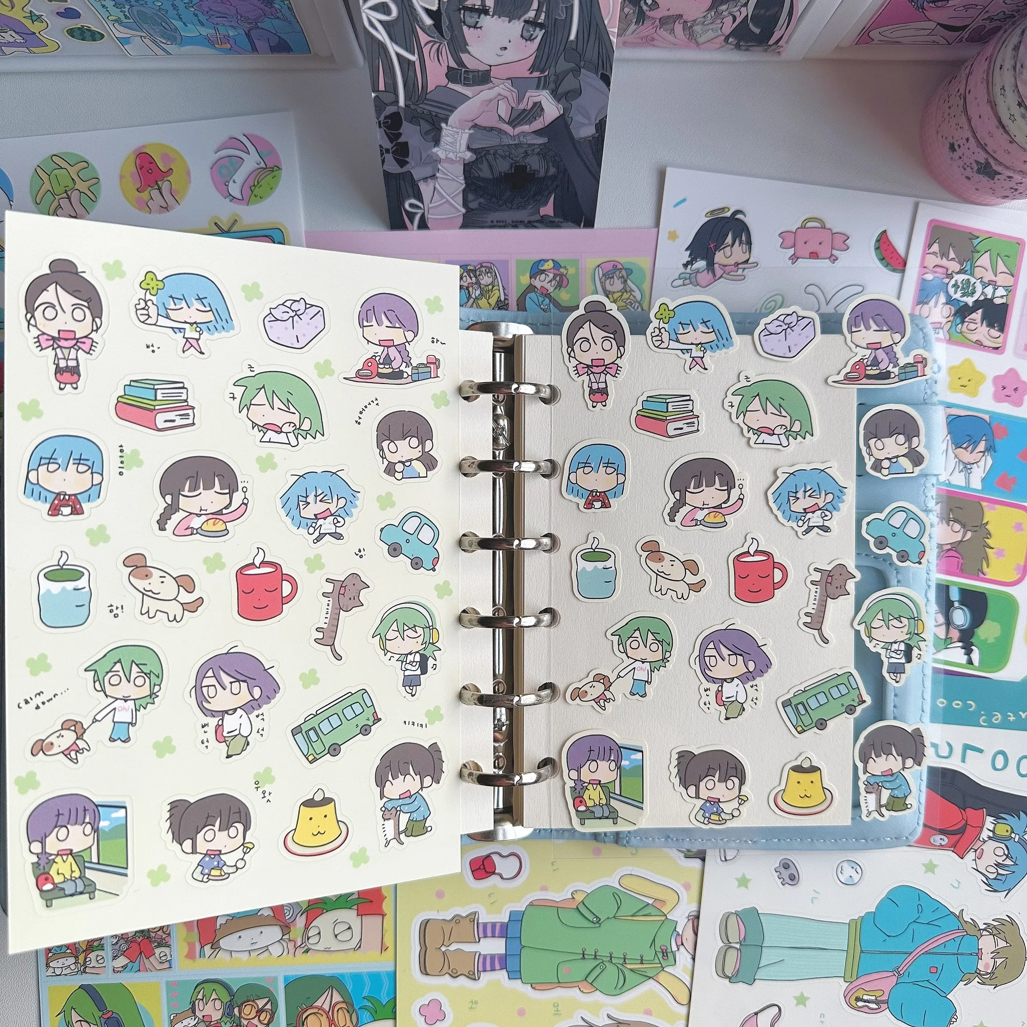 1/8PCS Korean Cute Girl Stickers Kawaii Cartoon Character Stickers Hand Account Planner Diary Notebook DIY Decorative Stickers