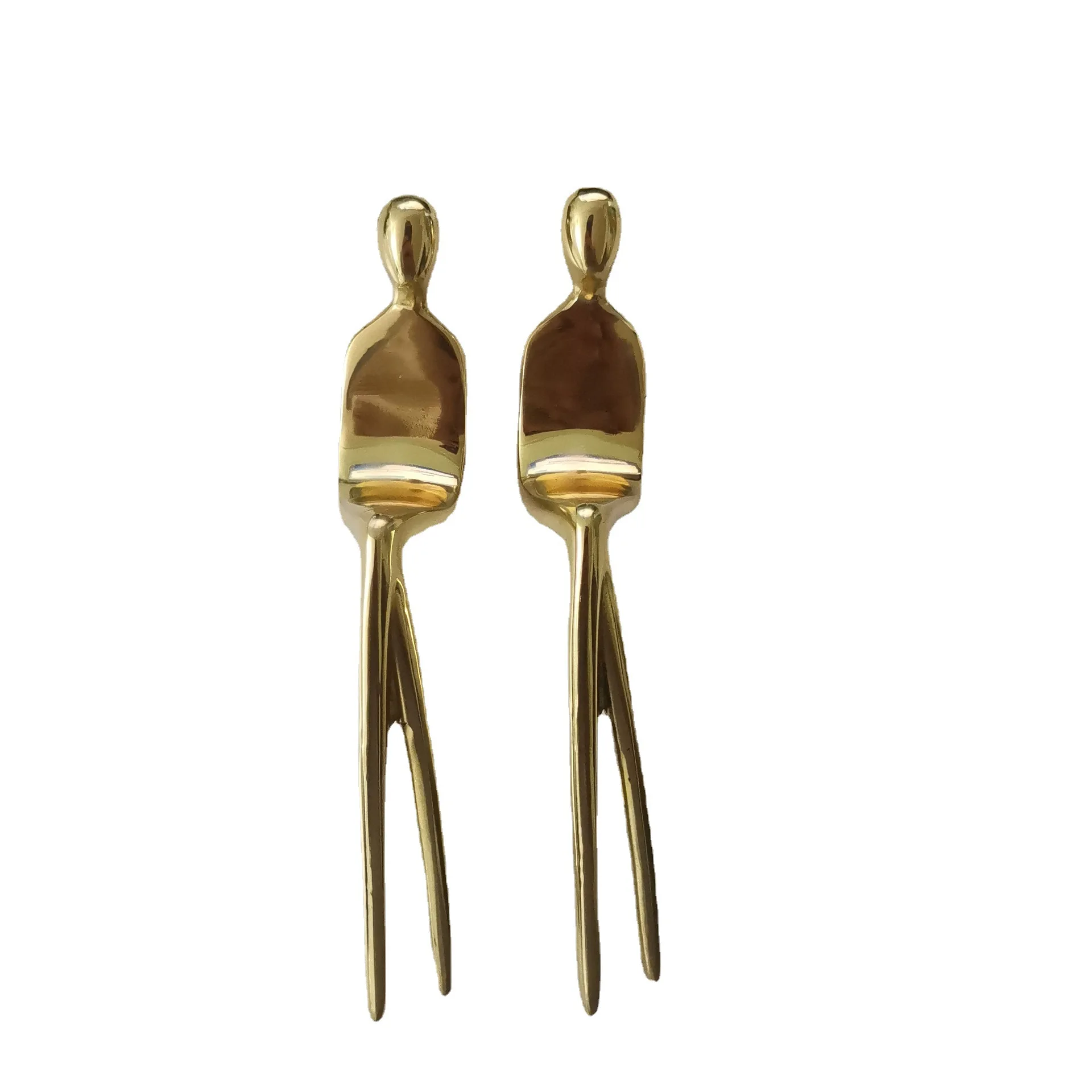 2Pcs Brass Abstract Golden Man, Precision Casting, Polished Sealing Glaze Drawer, Cabinet Door, Bookcase, Wine Cabinet