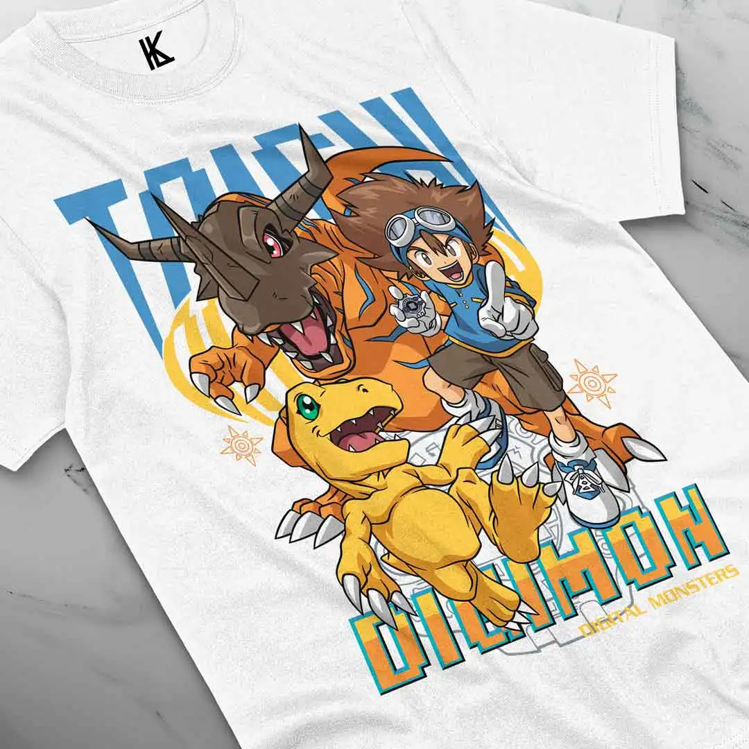 Tai y Agumon Anime Merch Shirt Japanese Manga Printing Unisex T-Shirt