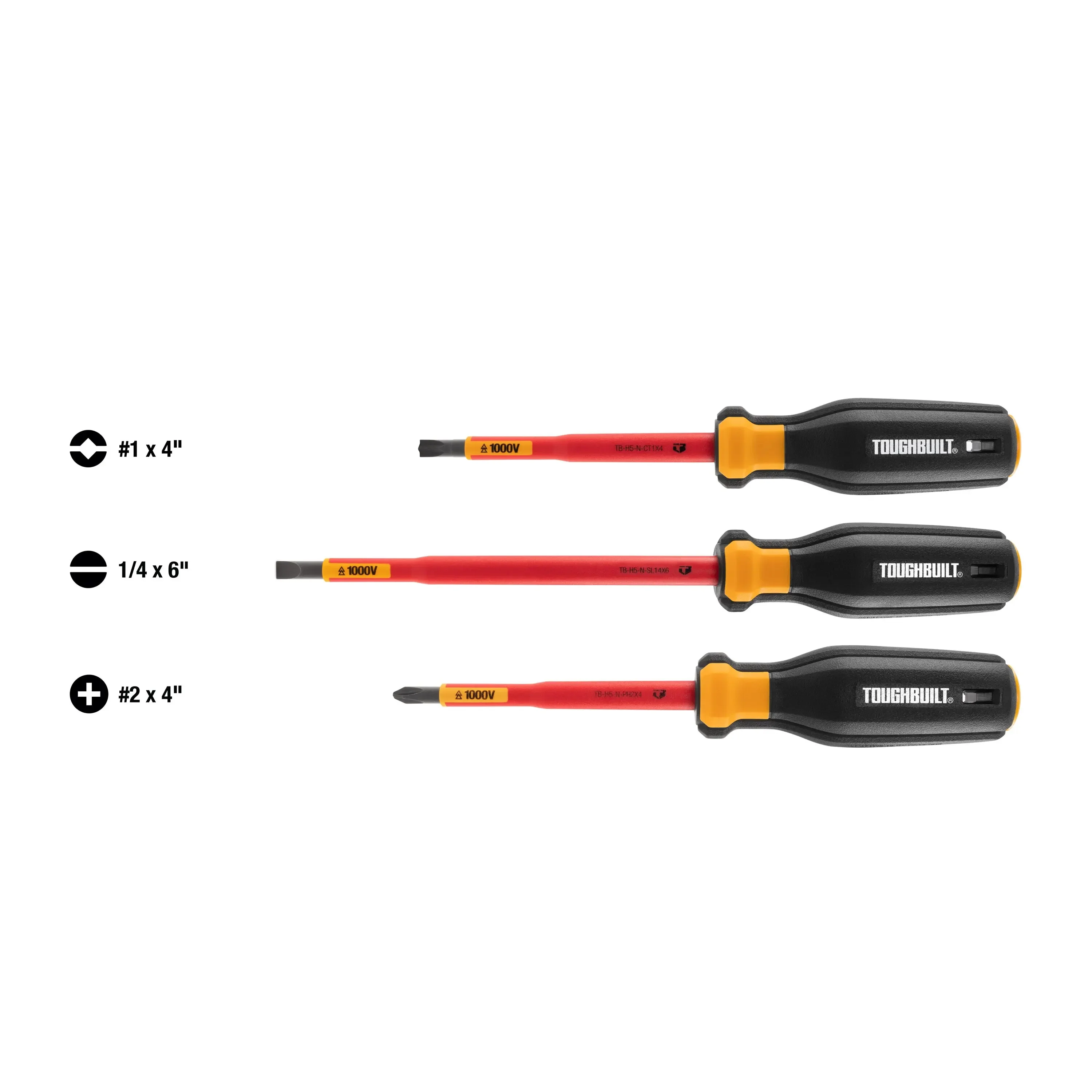 TOUGHBUILT TB-H5S3-N 3pc. 1000V Insulated Screwdriver Set Screw Driver Set Hand Tools