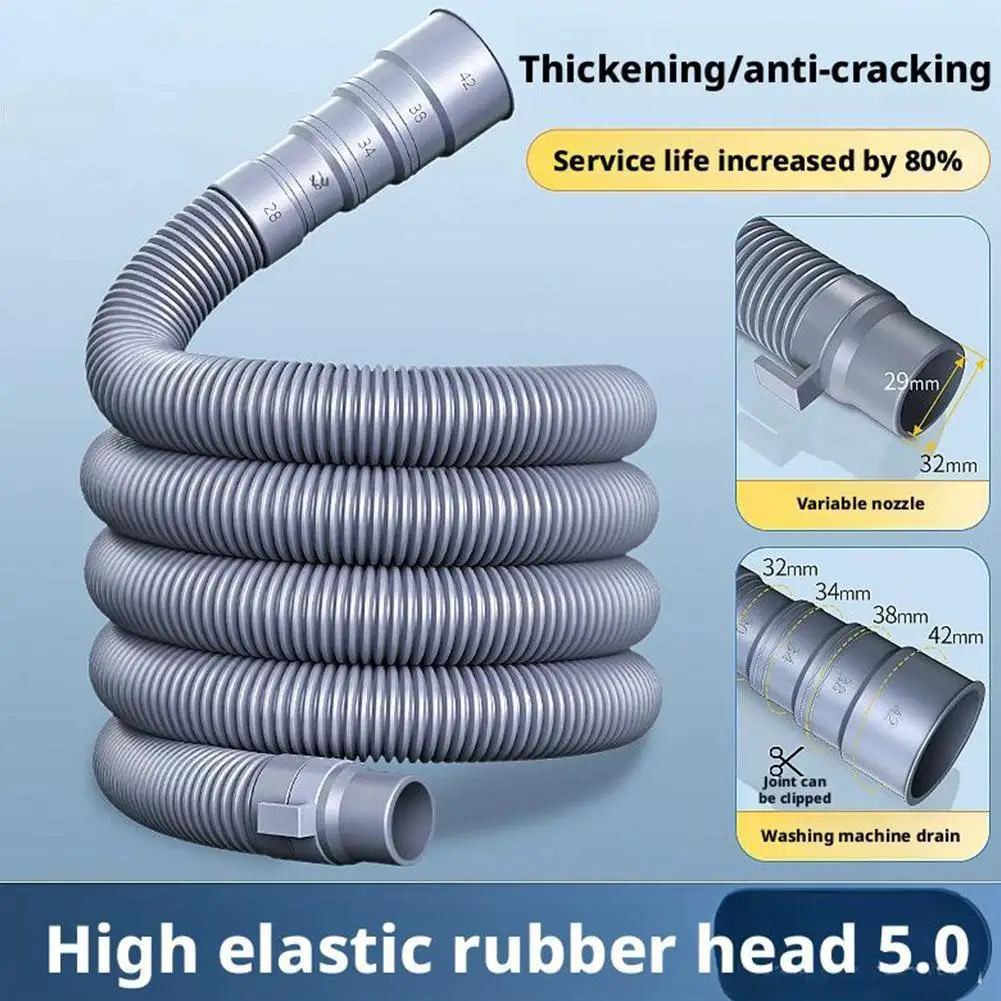 

2/5/8m Washing Machine Drain Hose Universal Drain Hose Extension Kit for Washer, Dishwasher, Flexible Discharge Hose With Clip