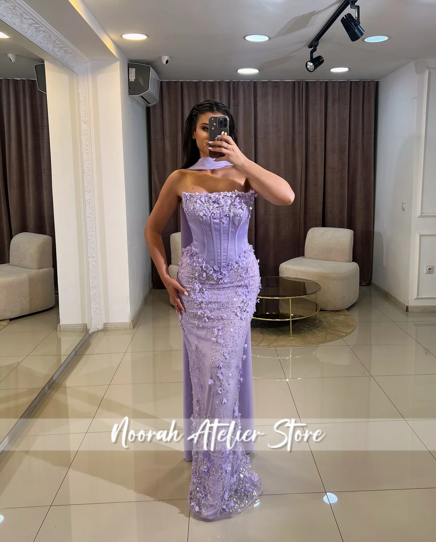 Nuevos apliques con cuentas sin tirantes elegantes vestidos de noche de lujo de Dubai 2025 bufanda vestido Formal فساتmaveraLongos personalizados