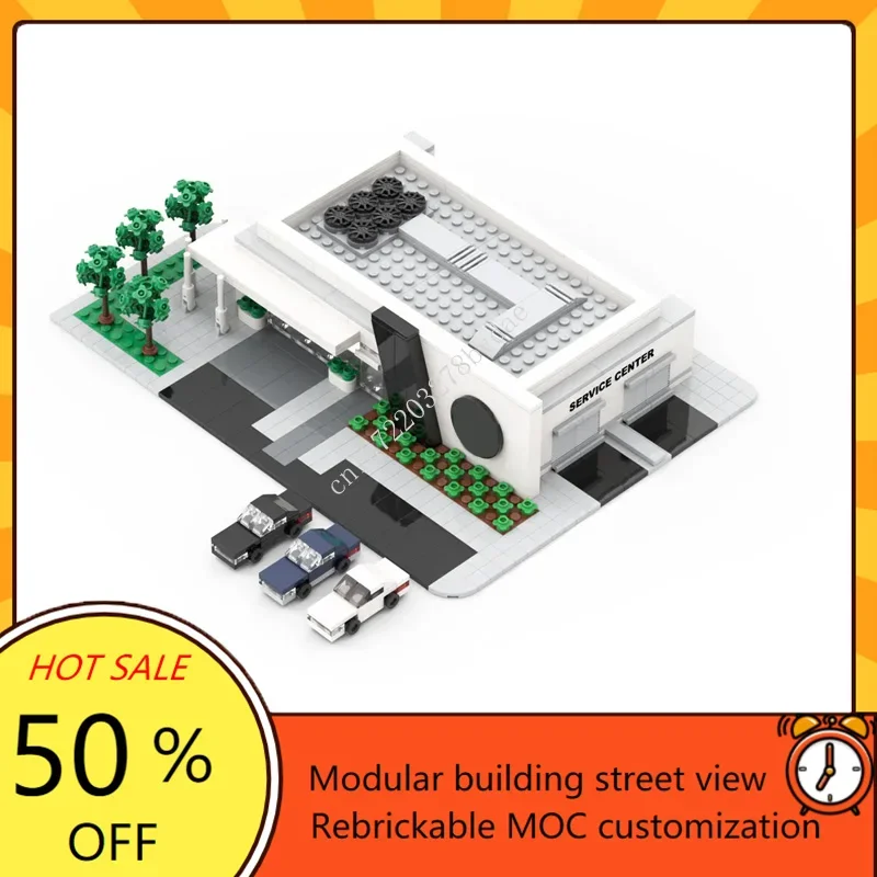 703PCS Micro Automobile Sales Center Modular MOC Creative street view Model Building BlocksDIY Education Assembly Model Toy Gift