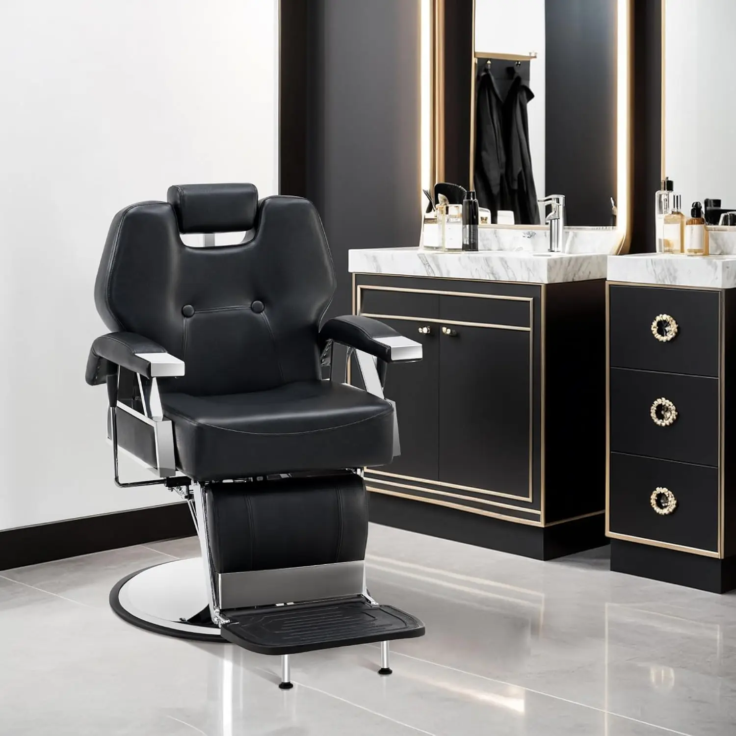 Heavy Duty Reclining Hydraulic Barber Chair Salon Spa Tattoo Equipment Black, Customized