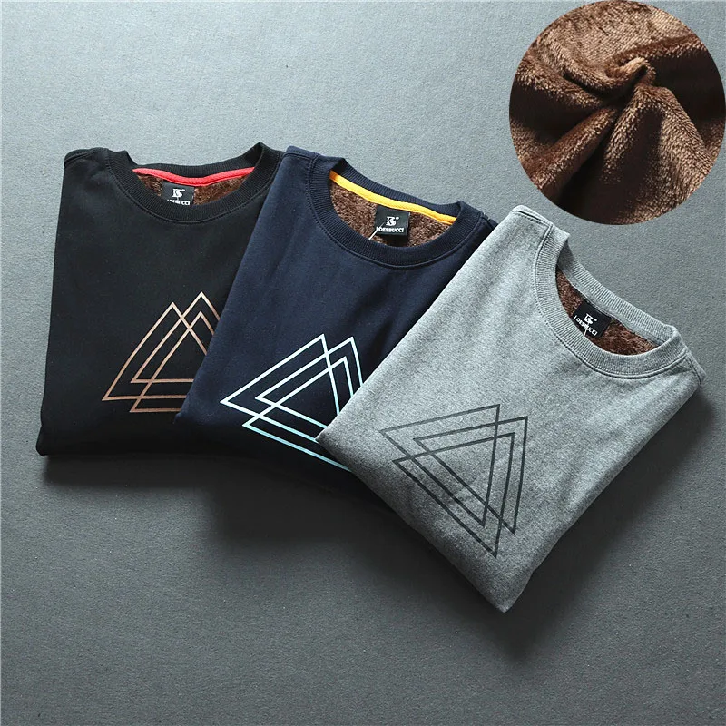 

Thiened Silver Fur Hoodie Sweatirt round Ne Casual All-Match Men's Autumn Winter New Sle Large Size Youth Faion