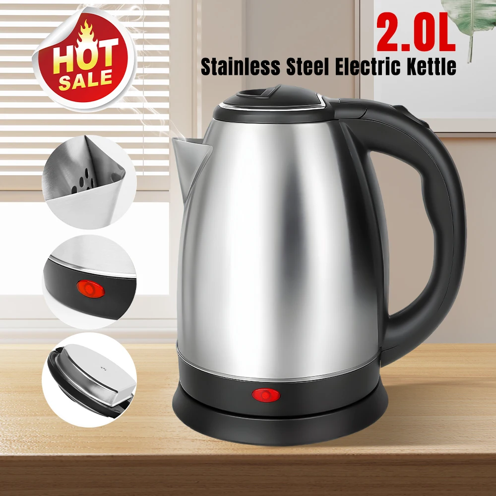 Large Capacity 2L Electric Water Kettle 110V 1000W Fast Heating One-Touch Open Lid Leak Proof Spout Portable Boiler For Dorm Office Household Gift For Dad