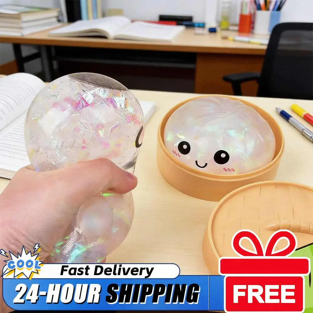 

Игрушка-антистресс Glitter Dumpling: милый булочек с пароваркой, эластичная настольная игрушка, мялка-шарик для детей и взрослых
