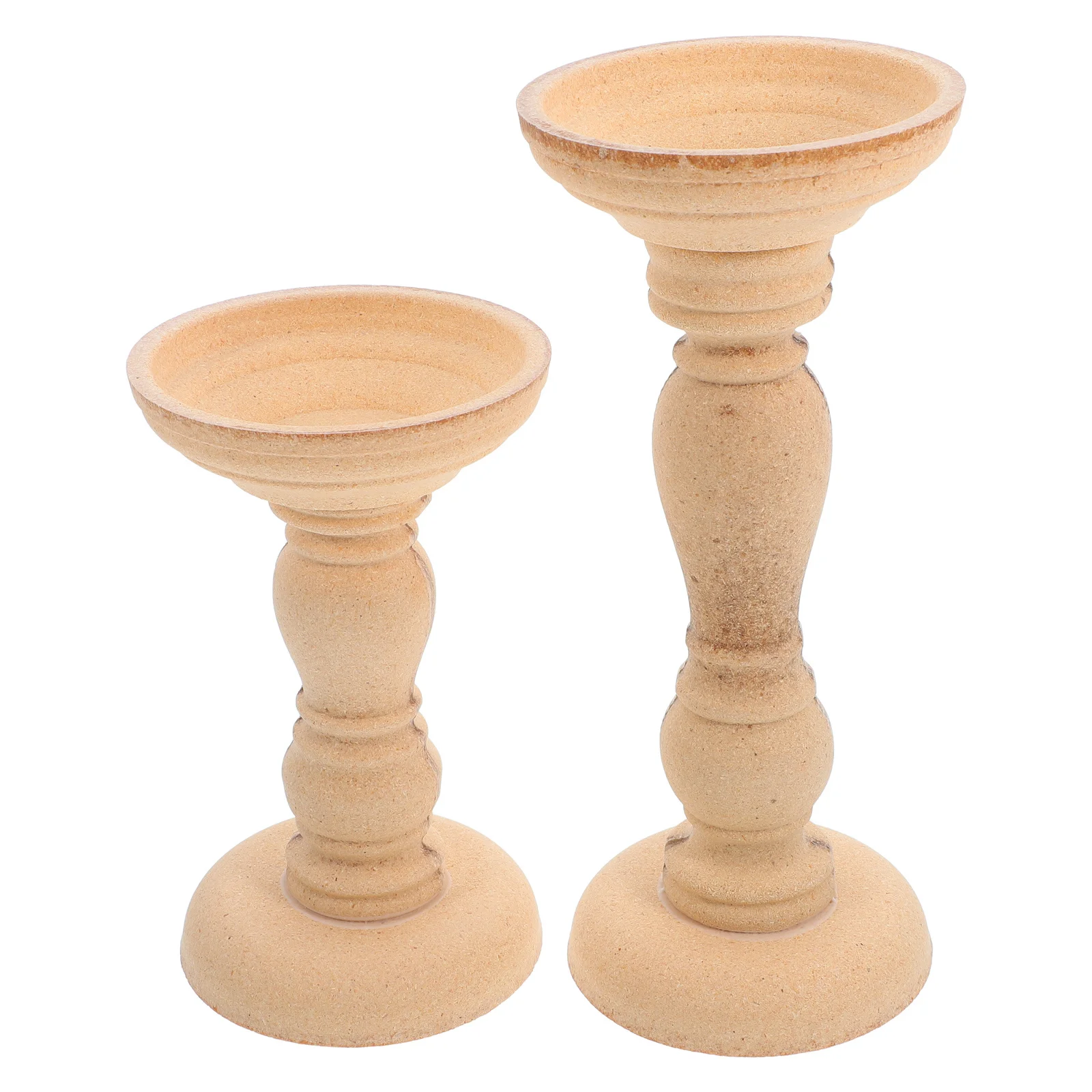 

2Pcs Retro European Wooden Holders Unfinished Farmhouse Mantel Decor Rustic Tabletop Centerpiece Romantic Stand