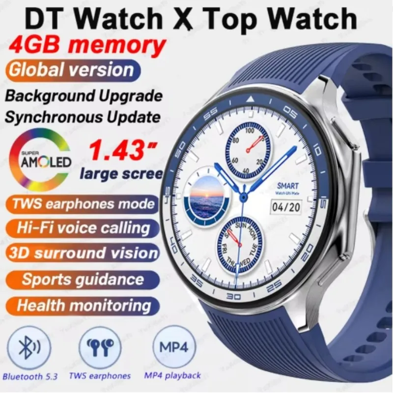 

DT NO.1 DT Watch X Smart Watch 1.43" AMOLED Screen BT Call Photo Album Music Video Playback Audio Recording Smartwatch