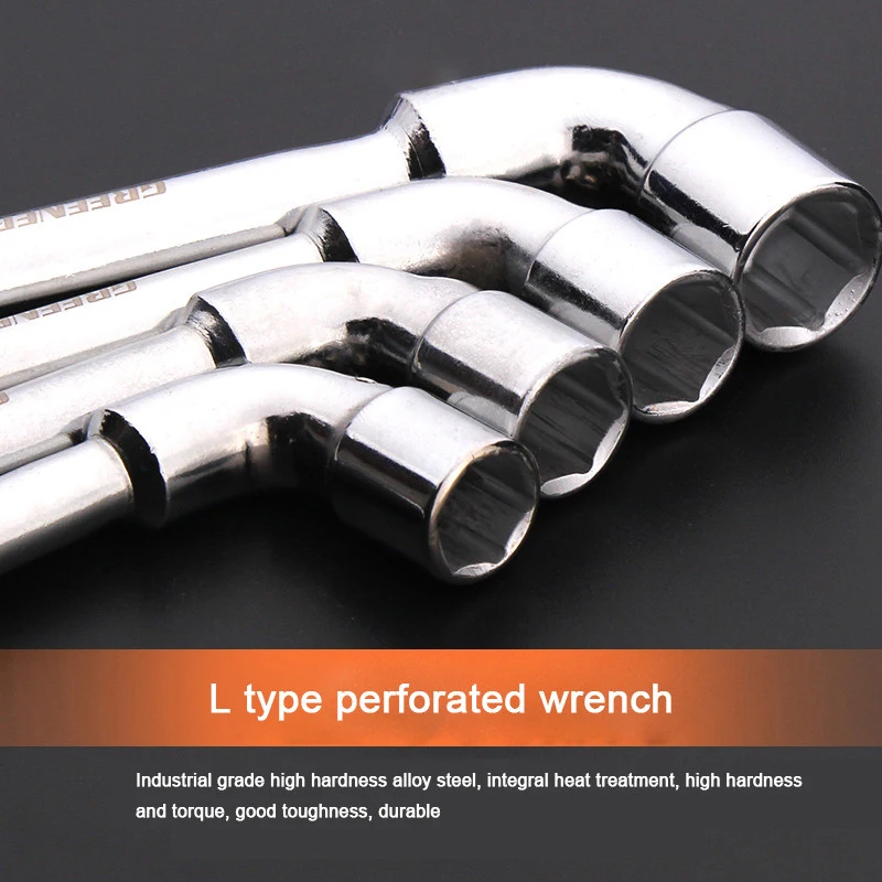 1pcs L Type Pipe Perforation Elbow Spanner 6-22mm Metric Impact Socket Wrench Hexagon Combined Key Automotive Mechanical Tool