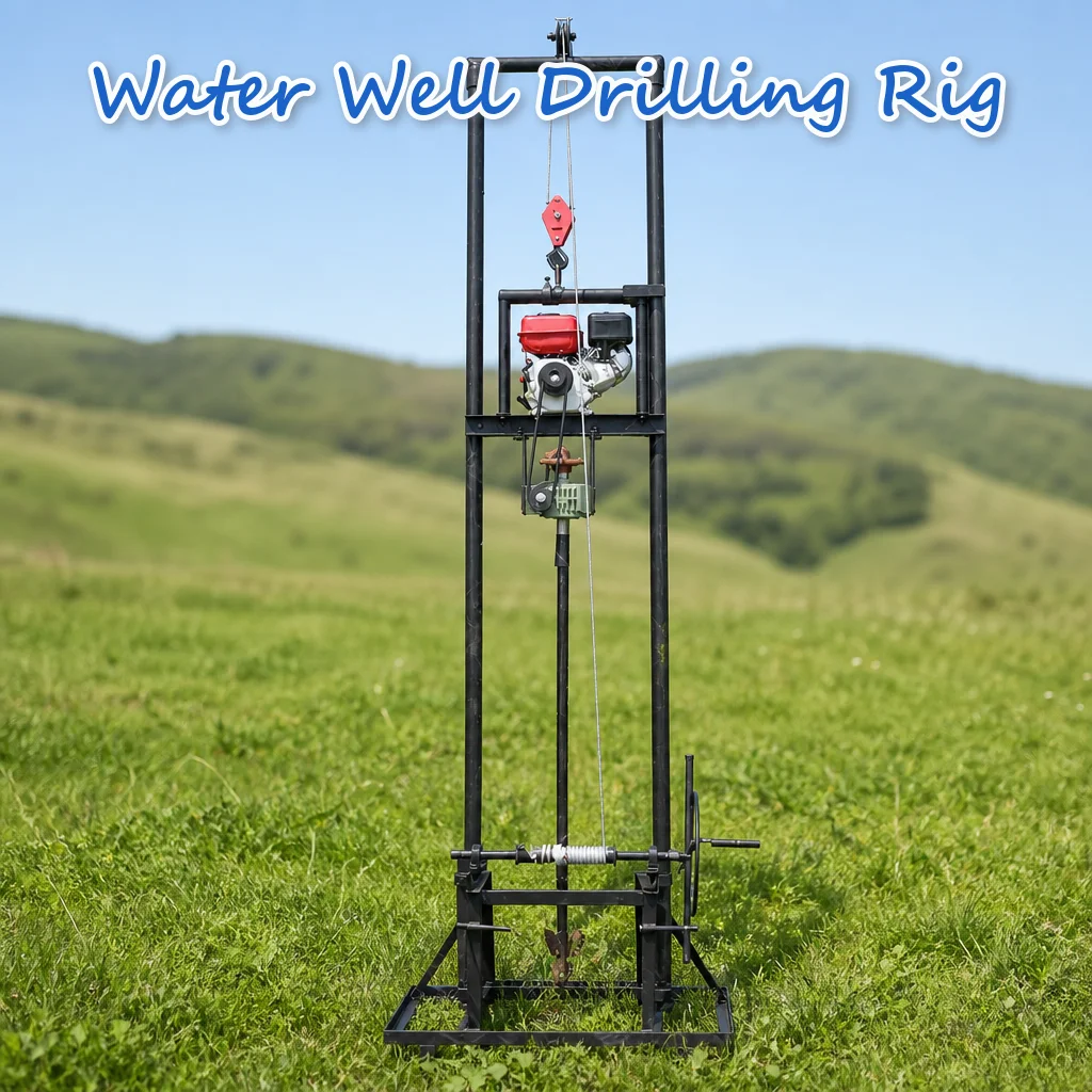 Customized Water Well Drilling Machine 80m Bore Portal Frame Petrol Diesel Combined Power for Countryside Use Drilling Rig