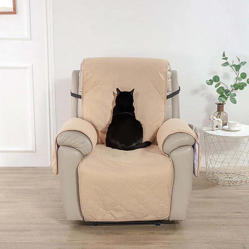 Solid Color Elastic Waterproof Non-Slip Pet-Friendly Single Sofa Slipcover All-Season Diamond Pattern Sofa Cover Home Decor