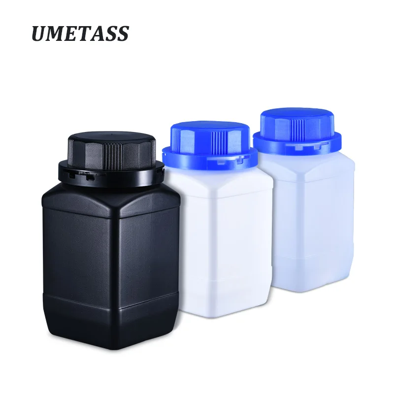 4PCS  Empty HDPE Bottles with Lid Wide mouth Square bottle for Liquid paint Lotion Food Grade Storage container