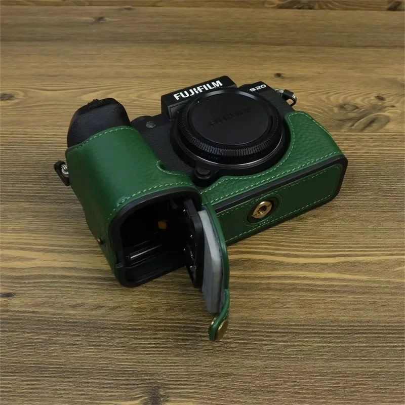 富士フイルム用本革ベースカバー,ボトムポーチスキン,ハーフケース,富士X-S20