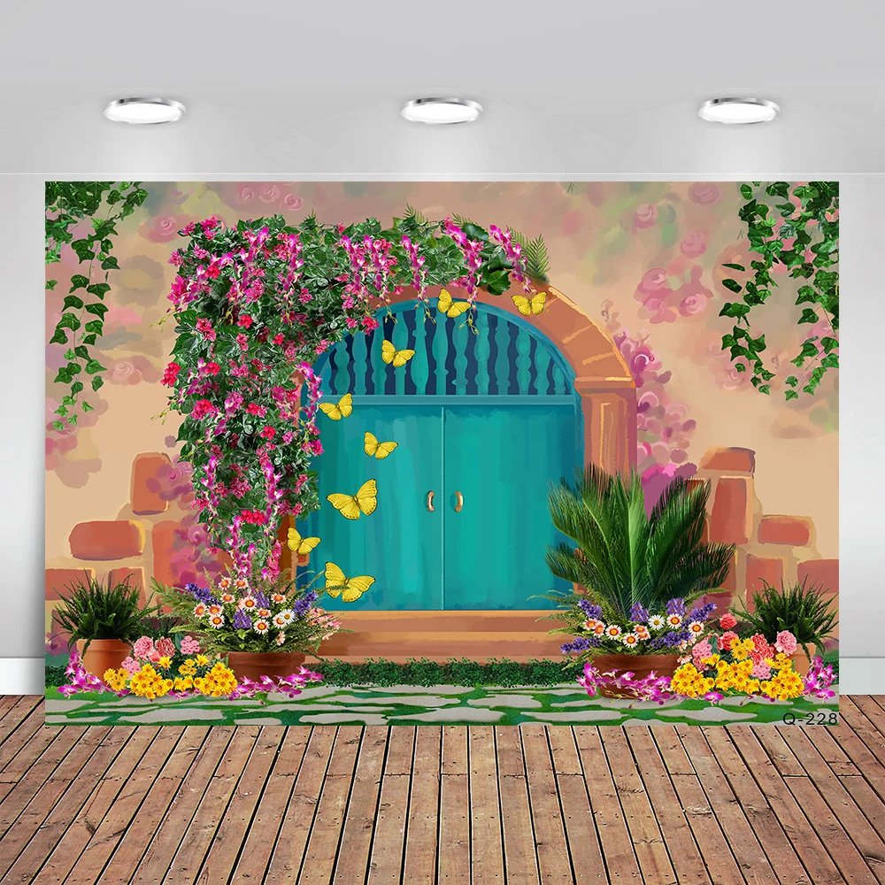 꽃 배경 나비 꽃 동화 소녀 생일 파티 장식 배경 사진, 아기 아이 사진 촬영 배너