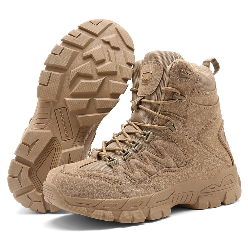 High-top combat boots for men Climbing training Tactical Desert boots for outdoor hiking Breathable military shoes for men