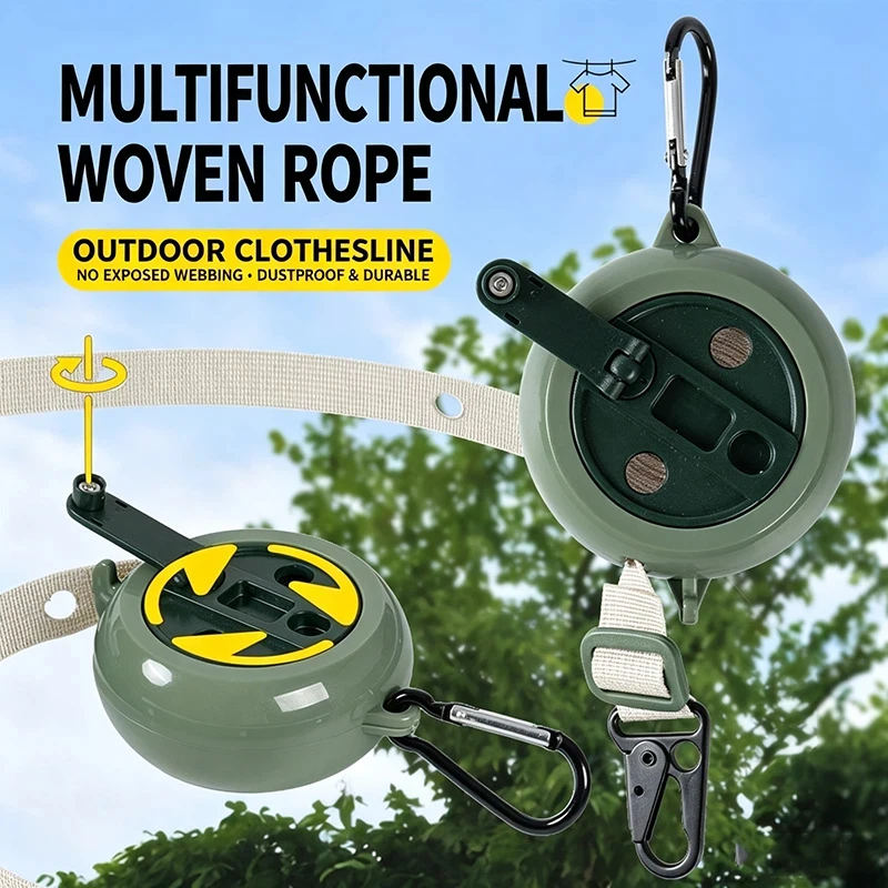 4.1M Retractable Clothesline Outdoor Travel Portable Clothes Drying Rack Windproof Washing Line For Camping Home Laundry Hanger