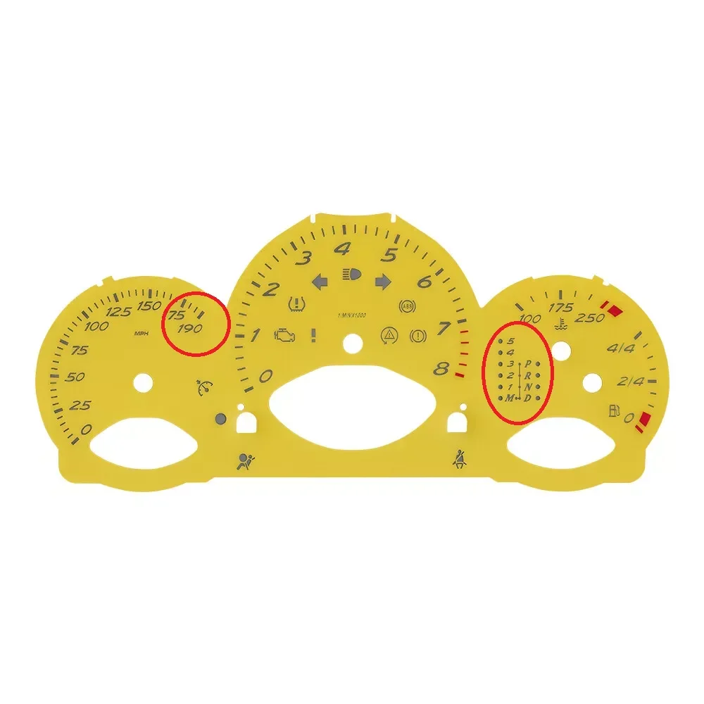 US 190MPH Speedometer Dials For Porsche 987 Cayman S Boxster Instrument Gauge Face Tiptronic Yellow 8000rpm