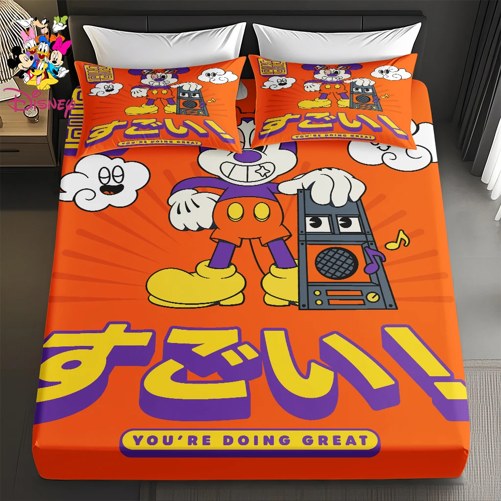 مجموعة ملاءات ديزني ميكي المجهزة مكونة من 2/3 قطعة، طباعة رقمية مريحة ولطيفة وناعمة هدية العيد للعائلة والأصدقاء