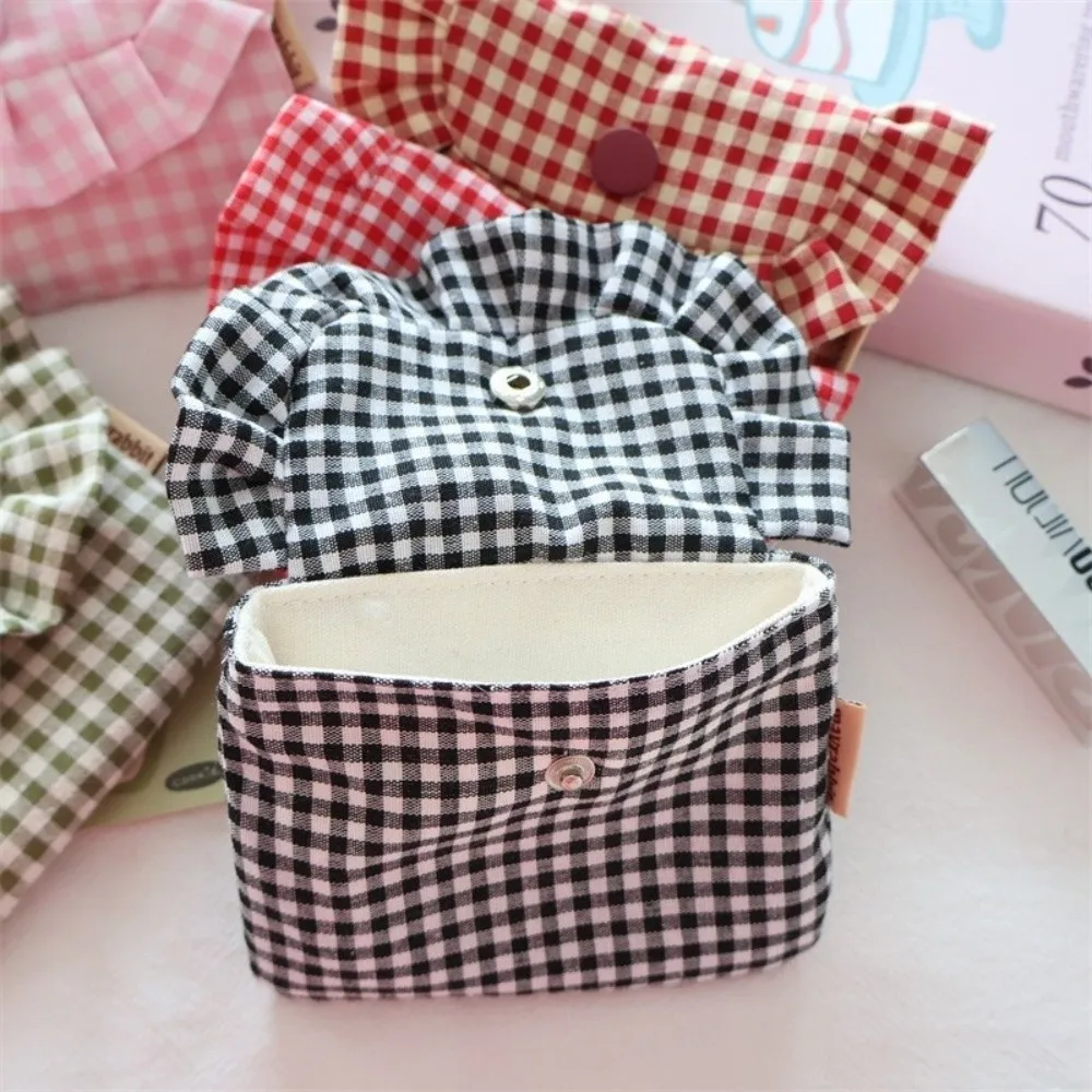 Niedliche Tragbare Karierte Geldbörse mit Karomuster-Taschendesign, Münzbeutel im Clutch-Stil, Lippenstift-Aufbewahrungstasche für Mädchen – Detail 4
