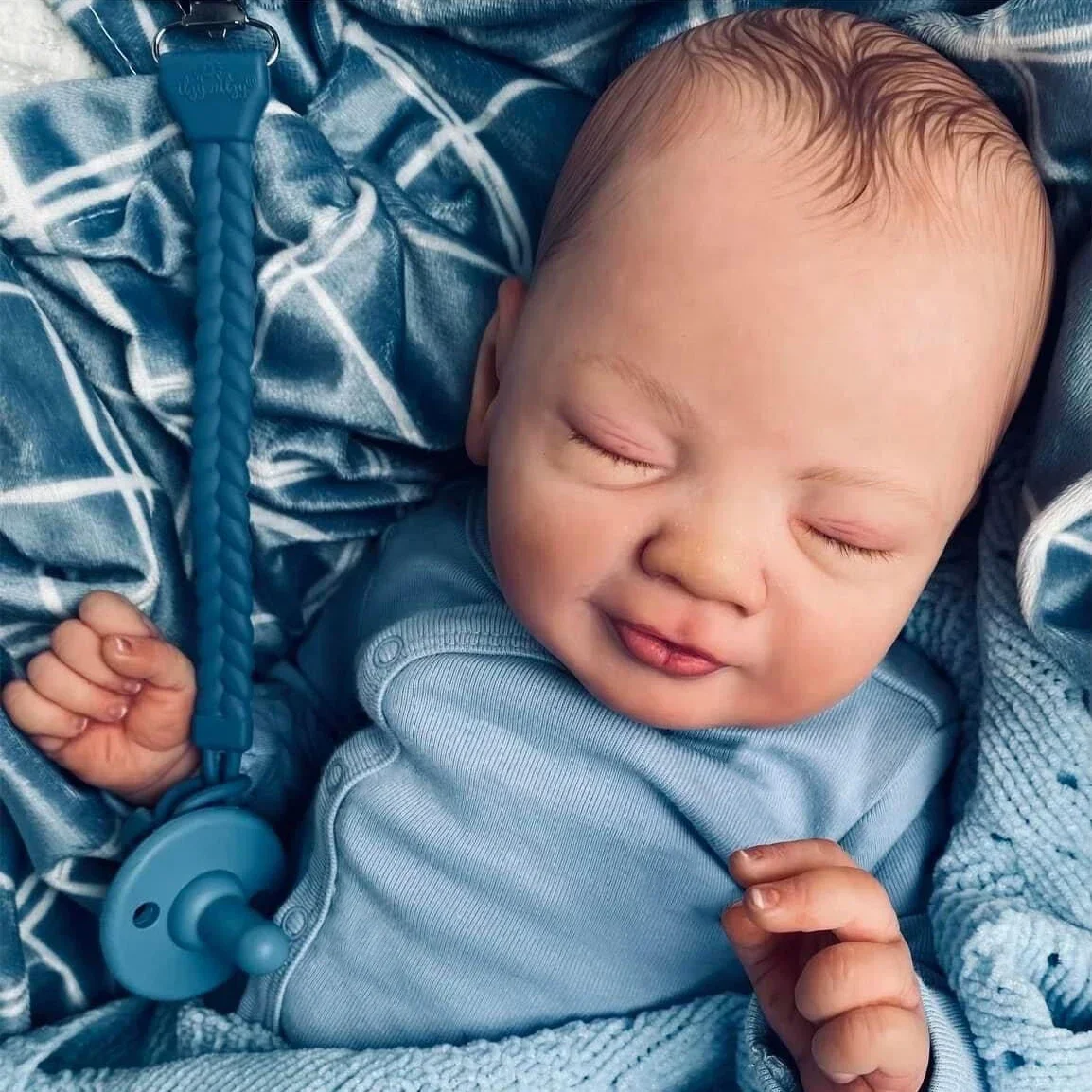 19inch Already Painted Finished Smiley Face Reborn Baby Doll Newborn Baby Size 3D Skin Visible Veins Collectible Art Doll