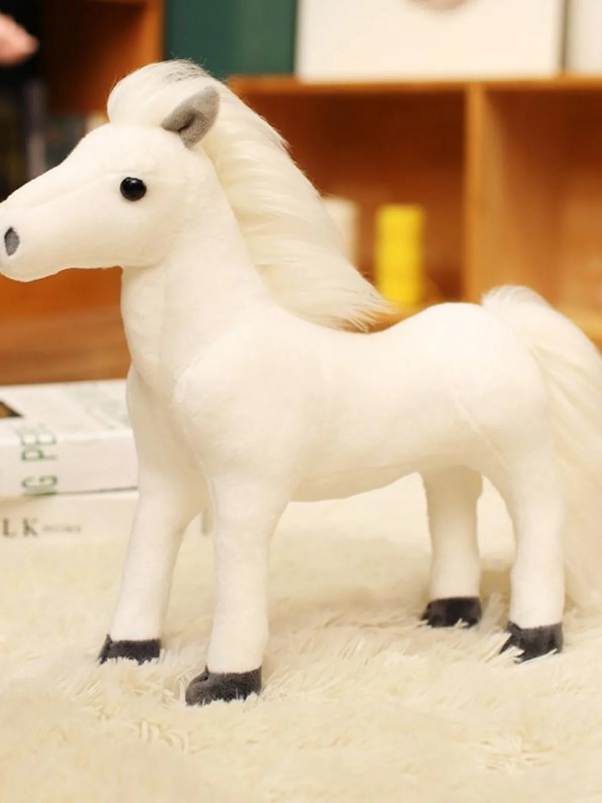 Brinquedos de Pelúcia Realistas de Cavalo, Bonecos Decorativos Infantis, Cavalo Preto e Branco, Cavalo Breyer, Brinquedos de ...