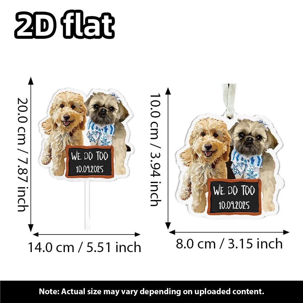 شخصية الحيوانات الأليفة صورة كعكة توبر 1 قطعة ، حفل زفاف لصالح ، هدية مالك الكلب ، زخرفة تذكار عيد الميلاد