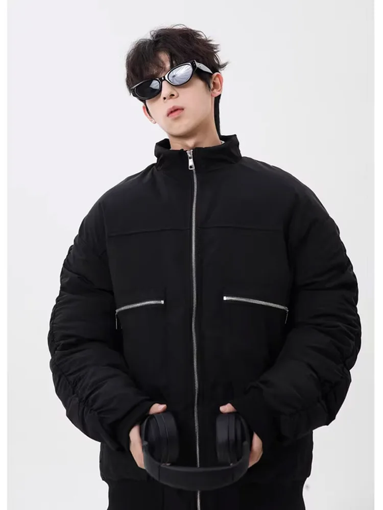 

Bomber ort Thiened Pilot Jaet Men's Autumn Winter Cotton Workwear Coat Stand Collar Youth Faion Warm Polyester Fiber