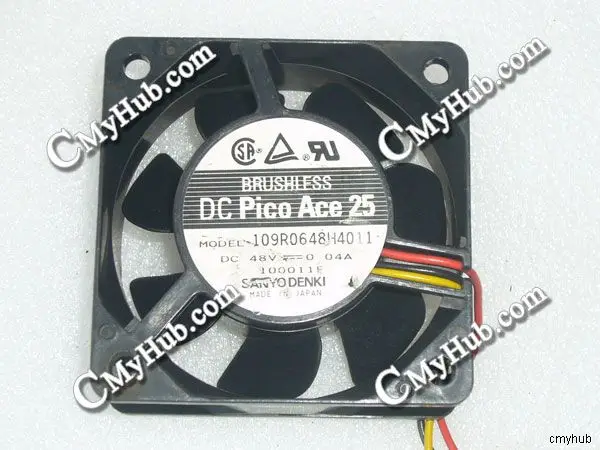 For SANYO DENKI 109R0648H4011 DC48V 0.04A 6025 6CM 60mm 60x60x25mm 3Pin Cooling Fan 109R0648H4011