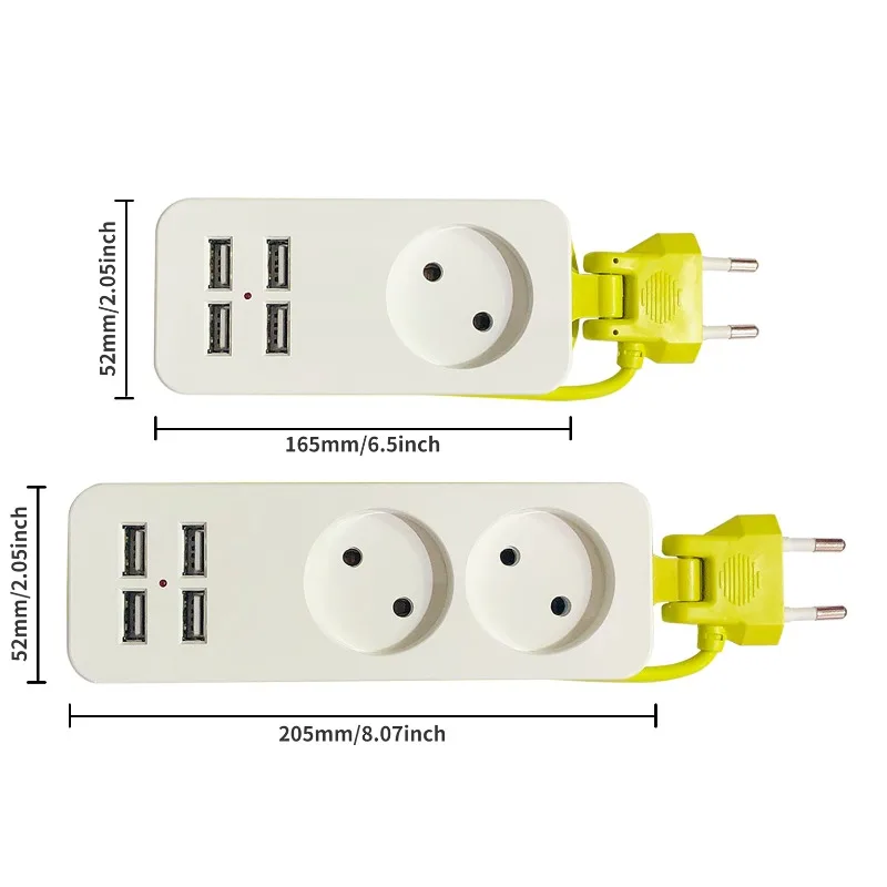 Power Strip 1/2 Way EU Plug 1200W 250V 1.5m Cable Wall Multiple Socket Portable 4 USB Port for Mobile Phones Smartphones Tablets