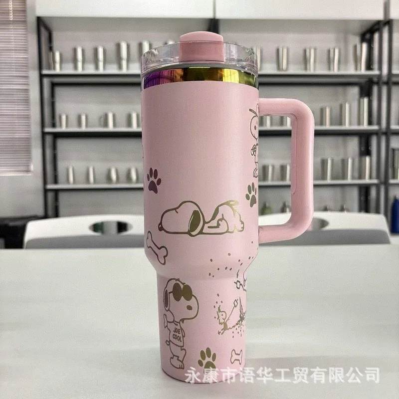 كوب معزول من الفولاذ المقاوم للصدأ سعة 40 أونصة مع تصميم كرتوني KT Cat أدوات شرب ذات سعة كبيرة لبار المطبخ والحديقة المنزلية