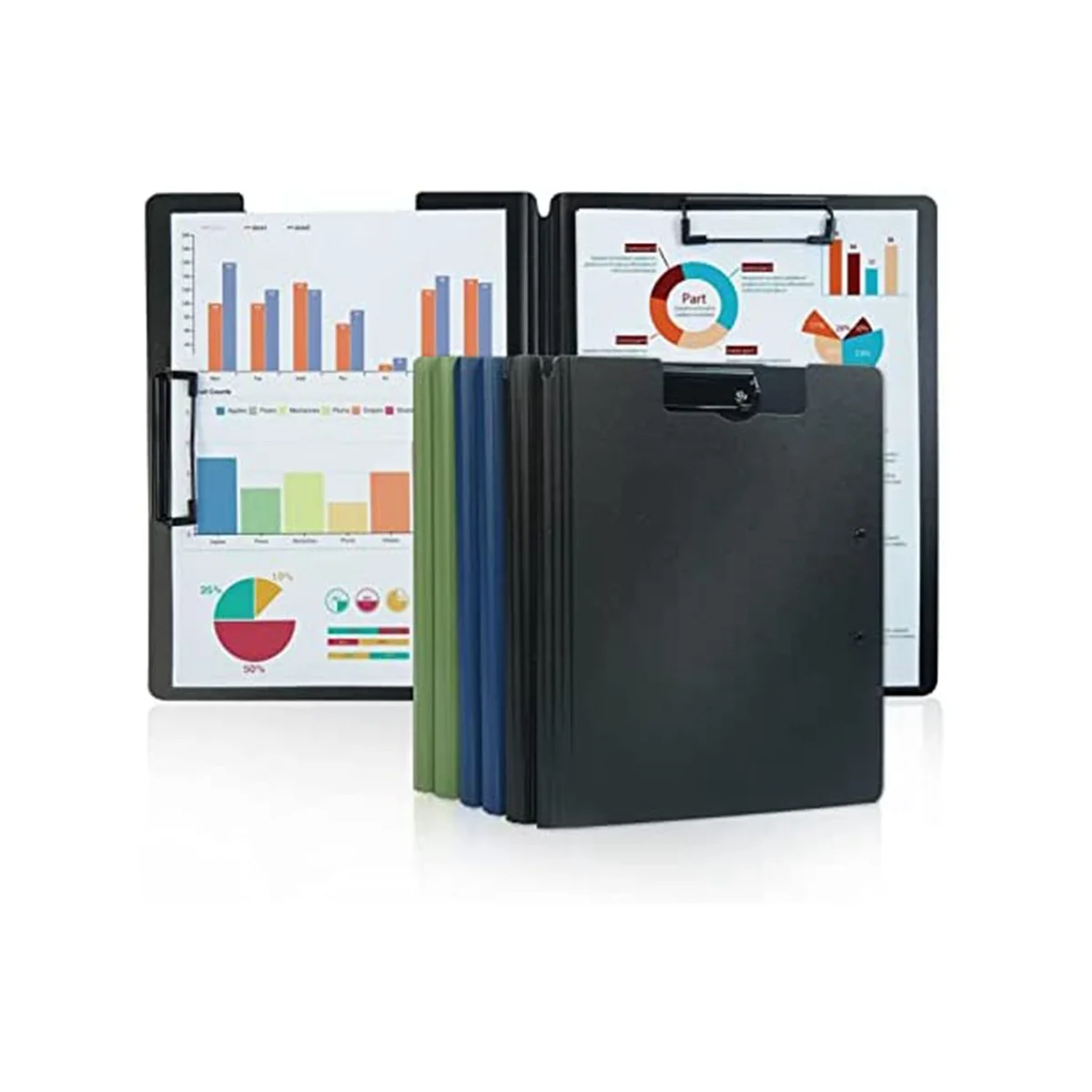 Clipboards with Storage 6 Pack, Foldable Clipboard Folder,Nursing Clipboard Folio, Black Clip Boards,For Office, Meeting