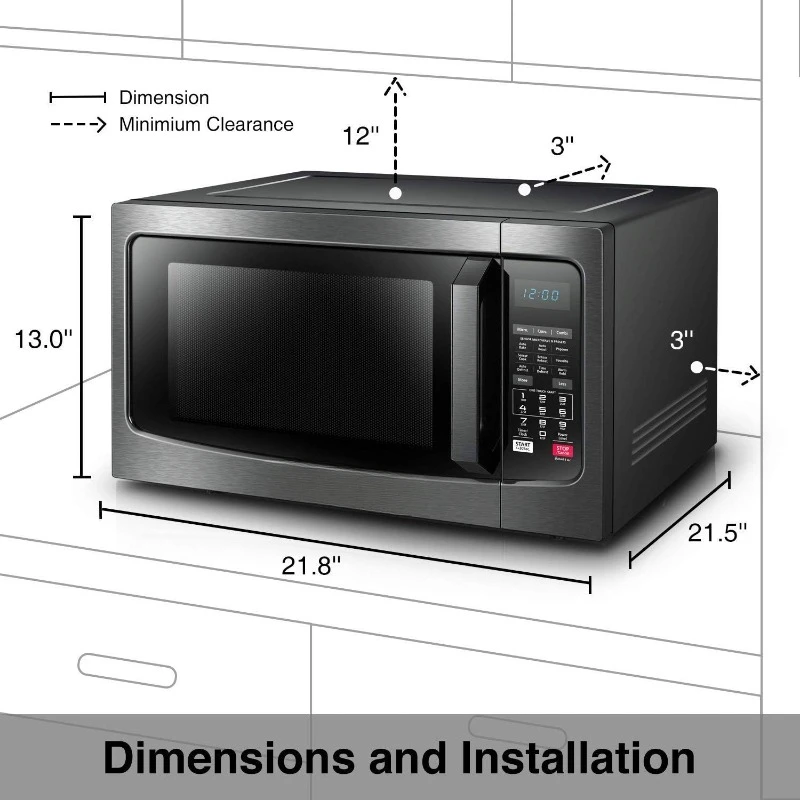 Microwave Oven with Convection Function, Smart Sensor, Easy-to-clean Stainless Steel Interior, 1.5 cu. ft. , 1000W