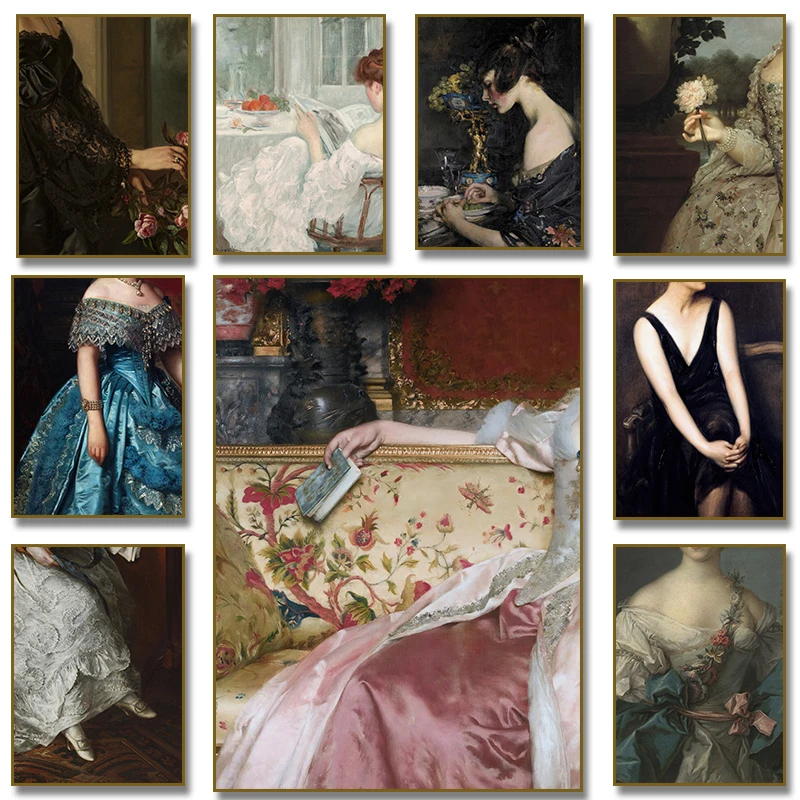 The Renaissance Women Reading Portrait Poster Vintage Victorian Feminine Canvas Painting Fashion Wall Art Home Decor Mural