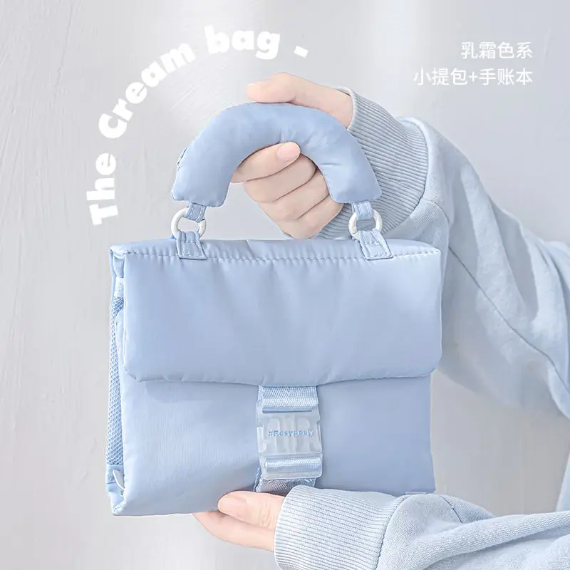 Cream Toast Loose Leaf Handbook Soft Cute Waterproof Fabric Multi Layer Storage Bag+handbook Multi Pocket Storage