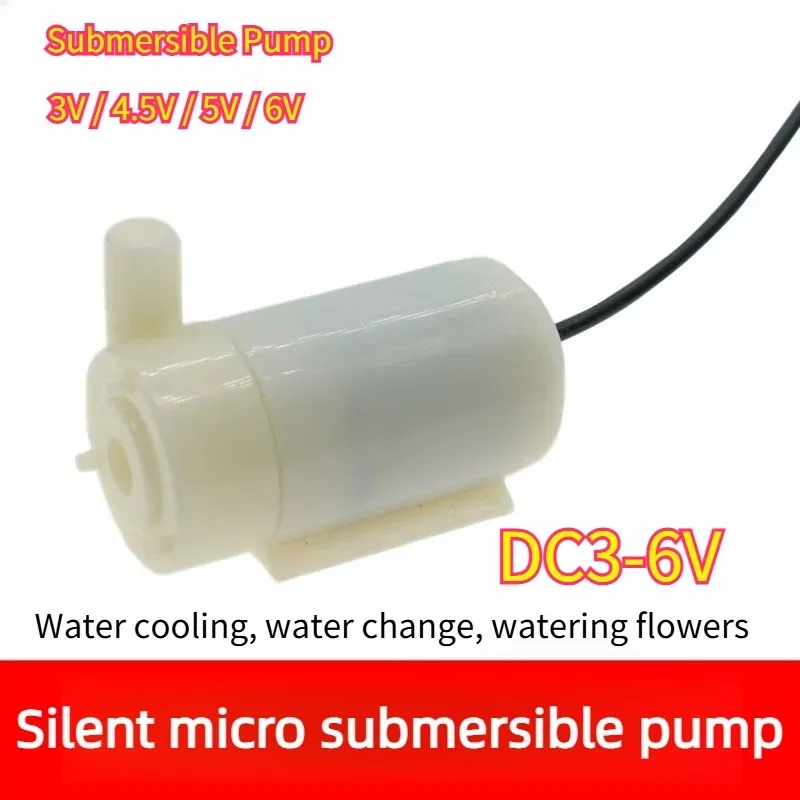 Horizontal Mini Submersible Water Pump 3V DC Motor, for Fountain & Water Cooling, 4.5V-6V