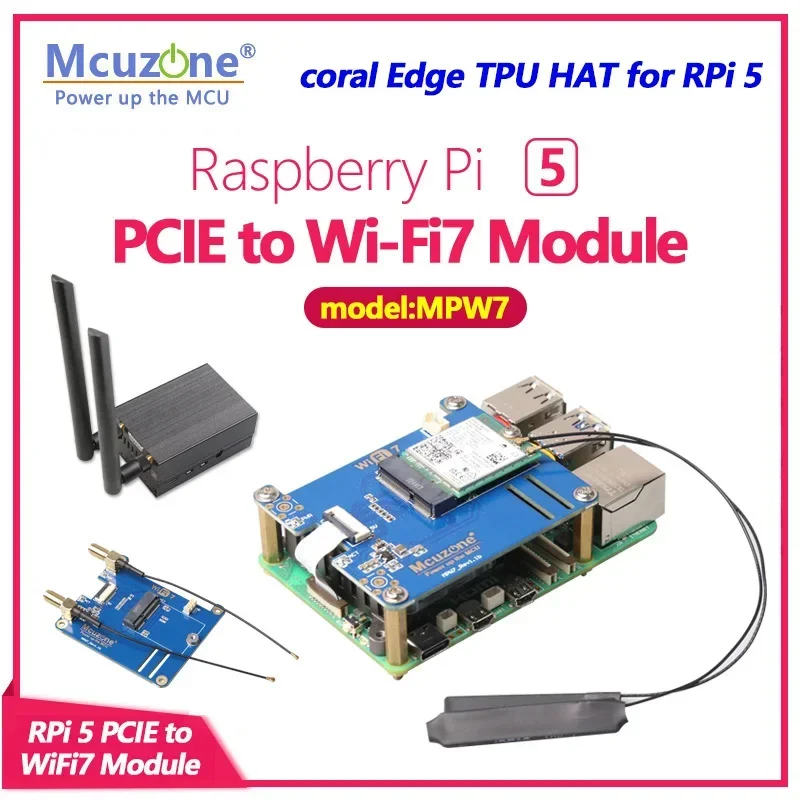 MPW7, PCIE to M.2 E-key WiFi7 HAT,  support BE200,WiF6E AX210,AX200