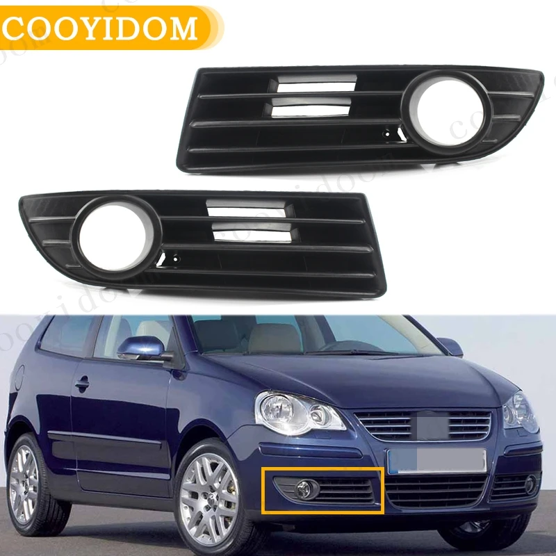 Car Front Fog Light FogLamp Light Cover Lower Bumper Grille For VW Polo 2006 2007 2008 2009 6Q0853666G 6Q0853665E