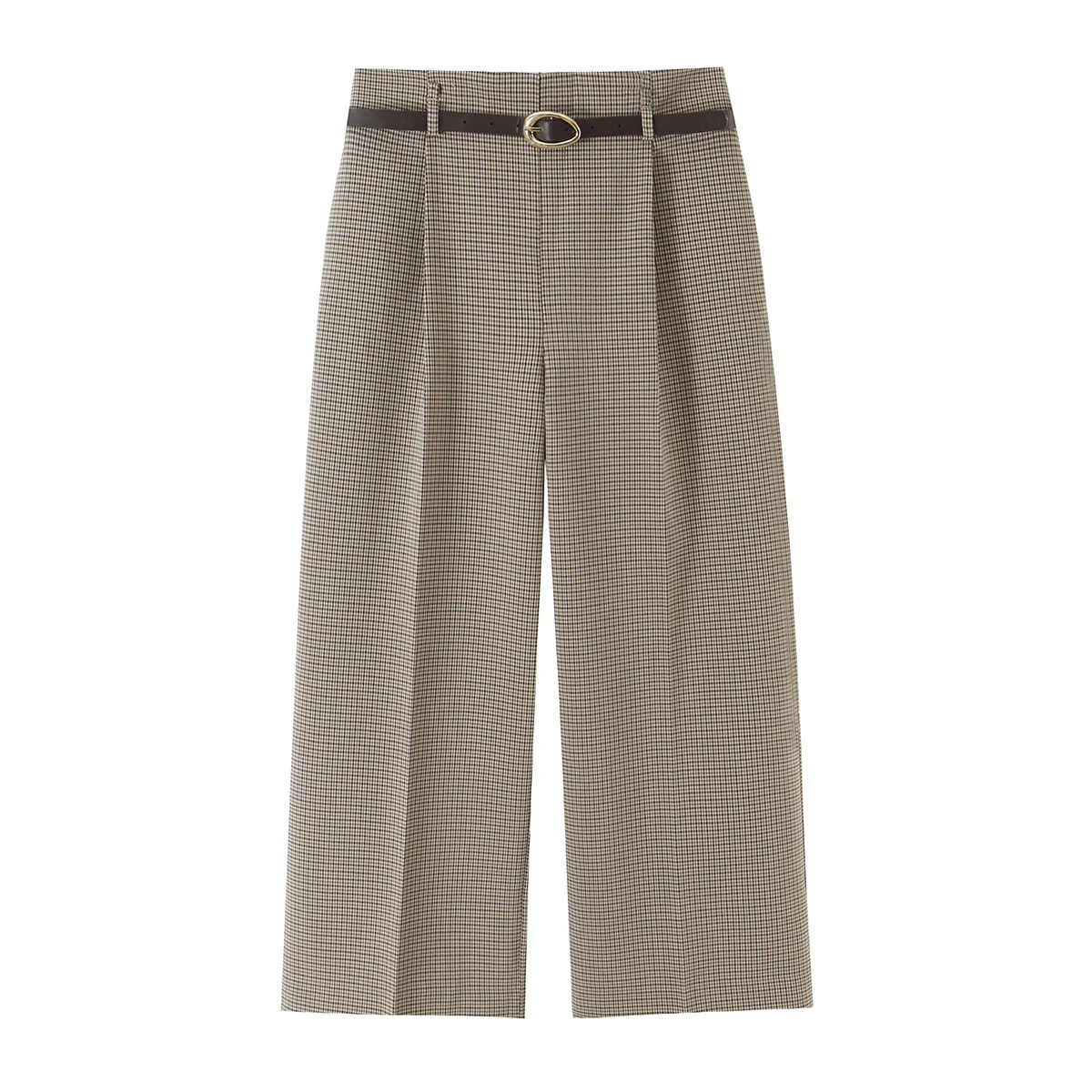 KONDALA Mode 2026 Damen Karierter Khaki-Herbstanzug O-Ausschnitt Zweireihige Weste + Gürtel Lange Hose Vintage Büro-Dame Schicke Sets – Detail 13