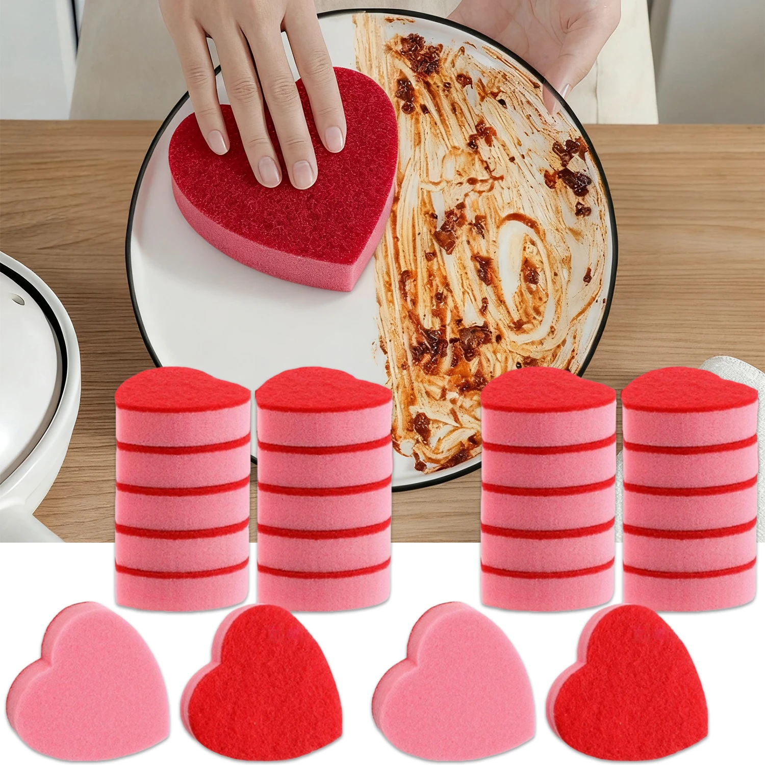 5/10PcsCount Non-Scratch Dish Sponges Kitchen, Long Lasting Cleaning Sponges for Dishes, Heavy-Duty Double Sided Kitchen Sponges
