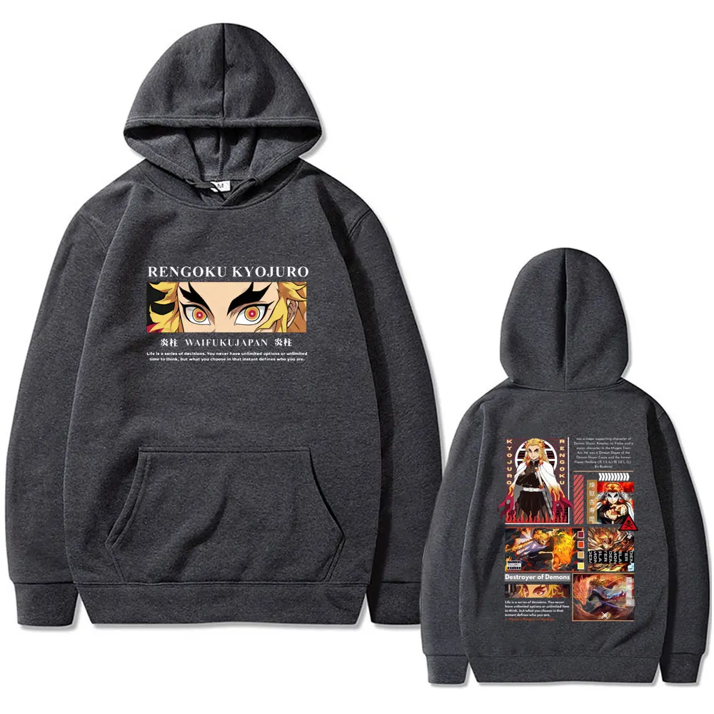 Mejor famoso Anime Demon Slayer Rengoku Kyoujurou Sudadera con capucha hombres mujeres ropa moda amantes de los dibujos animados sudaderas con capucha hombre Vintage chándal