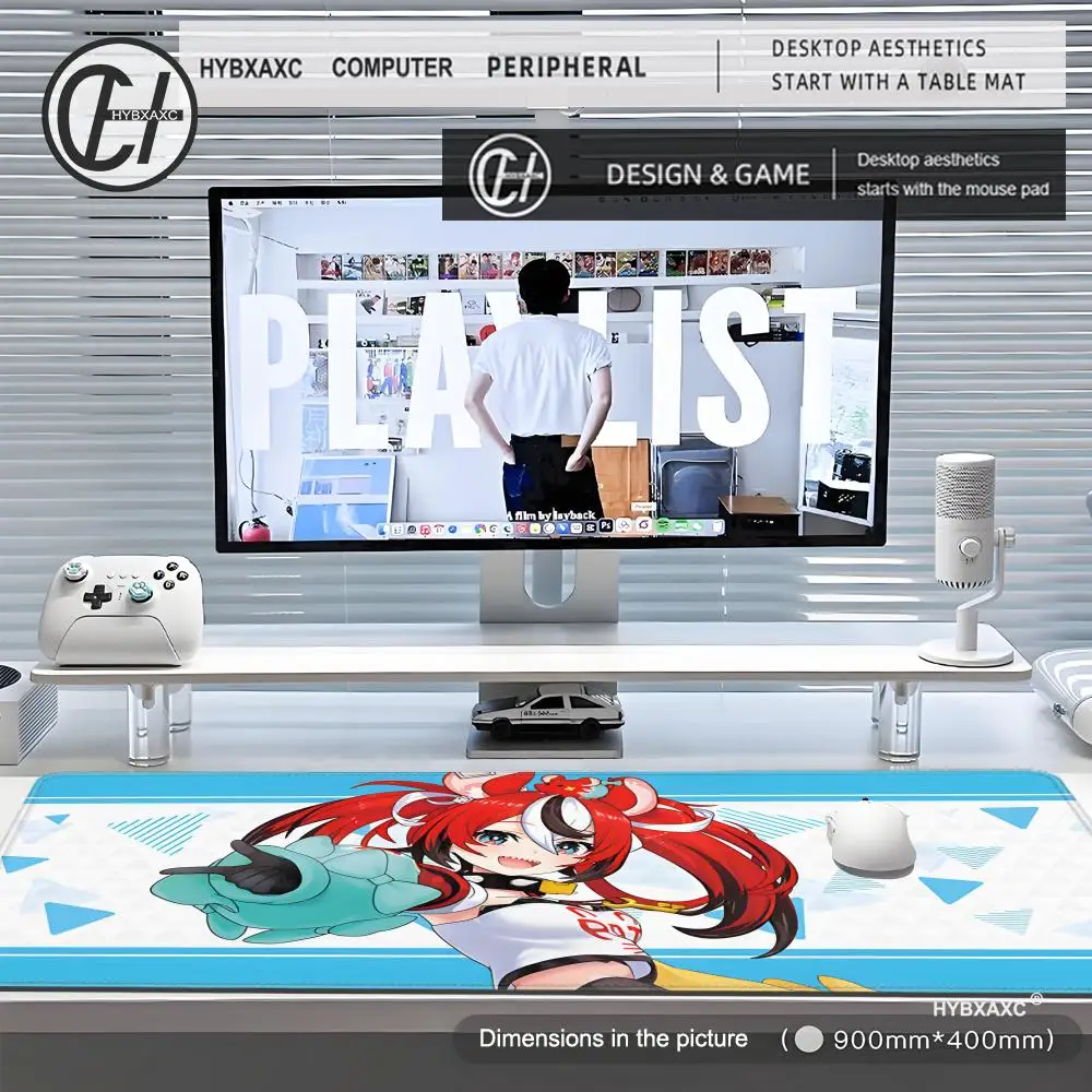 Mousepad คอมพิวเตอร์ขนาดใหญ่อุปกรณ์เสริมสําหรับเล่นเกม MousePads Mats Anti-SLIP แล็ปท็อป Soft MICE Pad H-Hololive H-Hakos B-Baelz