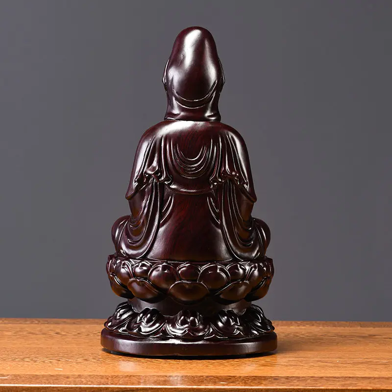 

DSA ebony solid wood carving lotus Guanyin Bodhisattva Buddha statue ornament mahogany handicrafts home offering lotus Guanyin