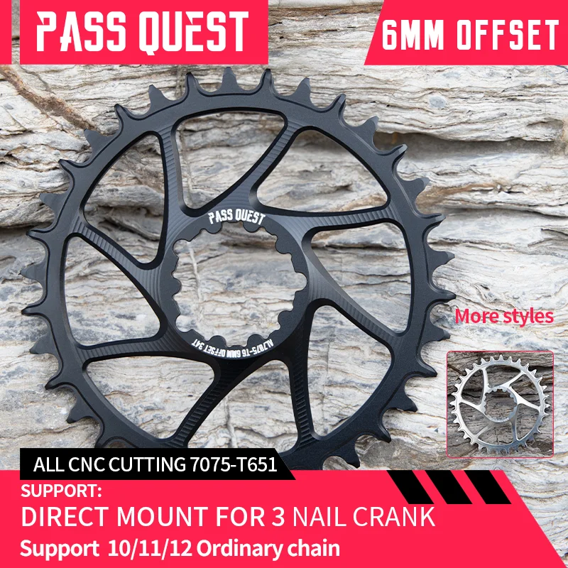 PASS QUEST  Bike Chainring 6mmOFFSET MTB Mountain Bicycle Narrow Wide Chainring Oval Round Gradient  XX1Eagle X01 X0 X9