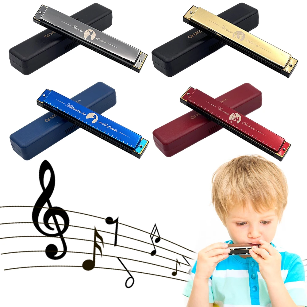 

Portable 24 Holes Harmonica in C Key Professional Lightweight Musical Instrument for Beginners and Students