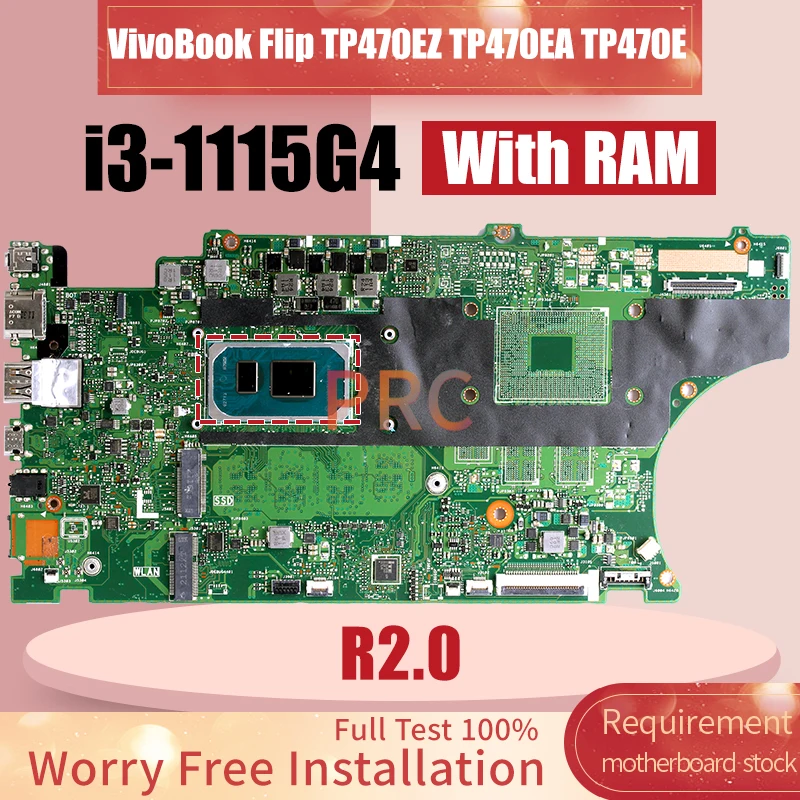 TP470EZ For ASUS VivoBook Flip TP470EZ TP470EA TP470E Laptop Motherboard SRK08 i3-1115G4 With RAM Notebook Mainboard