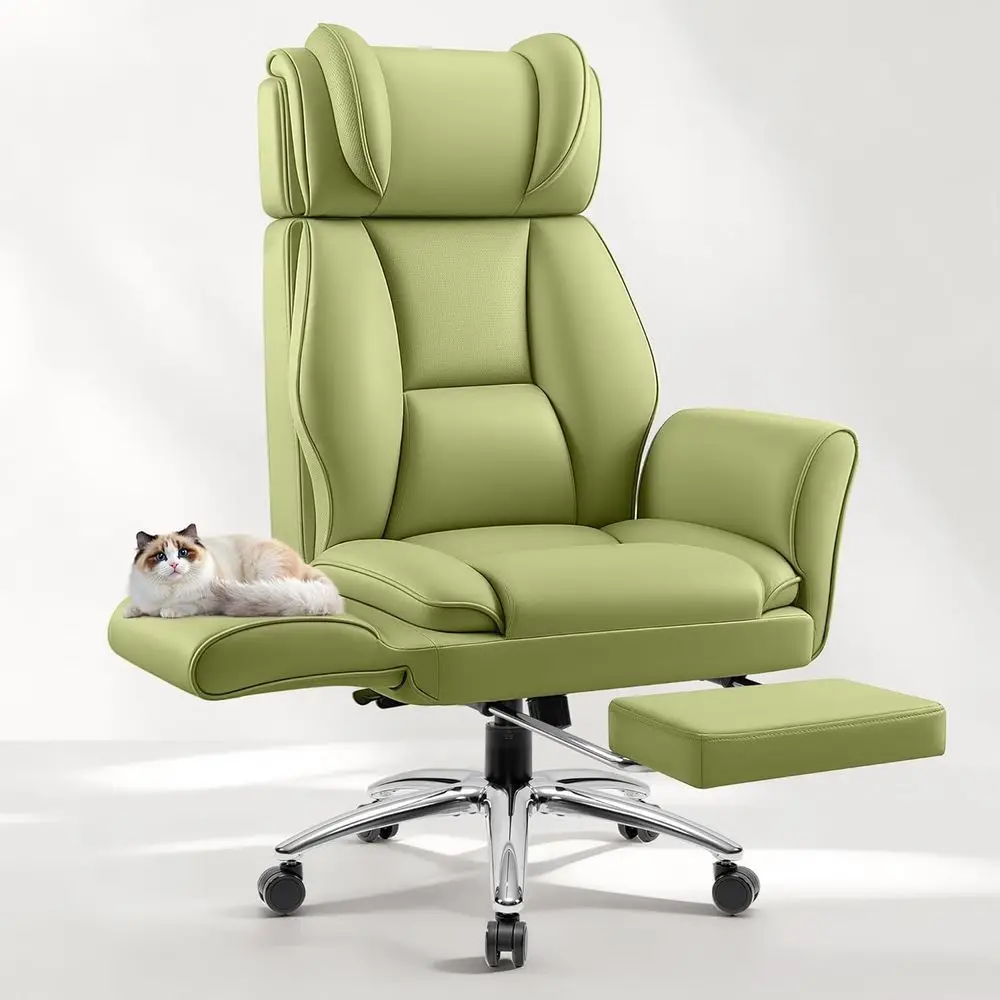 

Big and Tall Oice Chair, lip Armrests or Pets & Legged Sitting, Ergonomic Leather Executive Desk Chair with oot Rest, High-Back