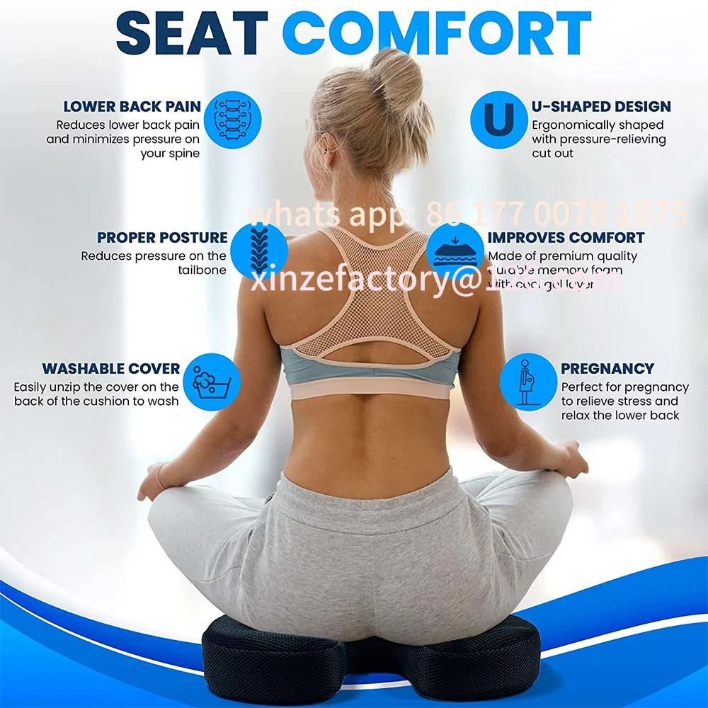 Customizable Gel Enhanced Seat Cushion Non-Slip Orthopedic Gel & Memory Foam Coccyx Protect Cushion for Office Chair Car