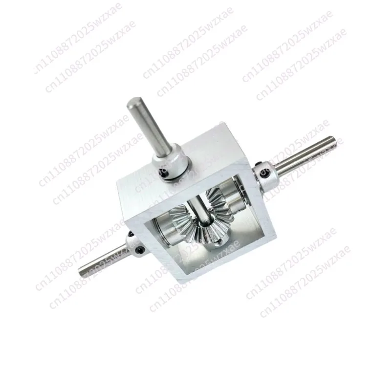 90 Degree Right Angle Drive Reverse Transmission Dual Output Shaft Bevel Gear Angle Converter Speed Ratio 1:1 Alloy Frame