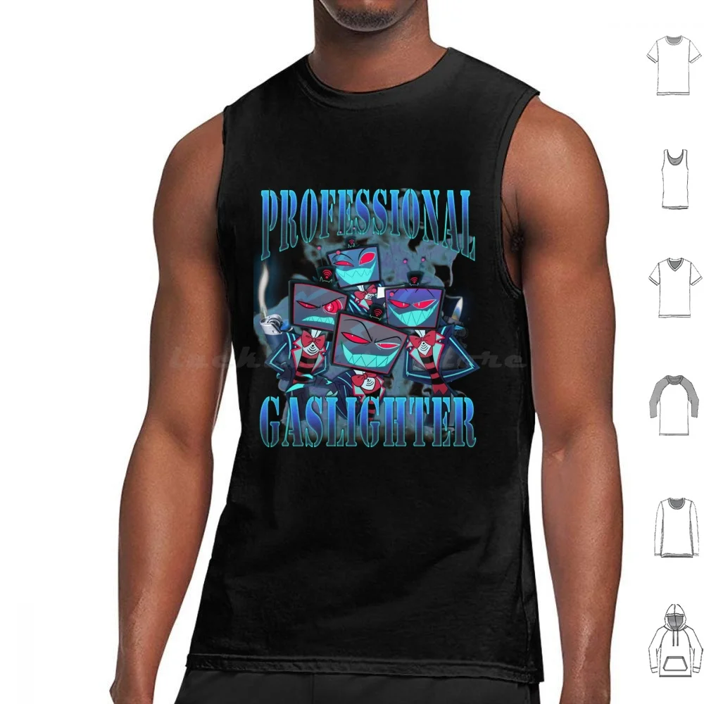 Vox Professional Gaslighter Tank Tops Print Cotton Vox The Tv Demon Tv Demon Vox Vox Hazbin Gaslight Gaslighter Fire Funny